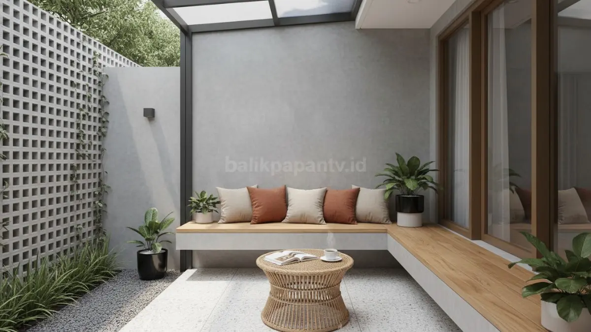  Teras multifungsi dengan bangku built-in 