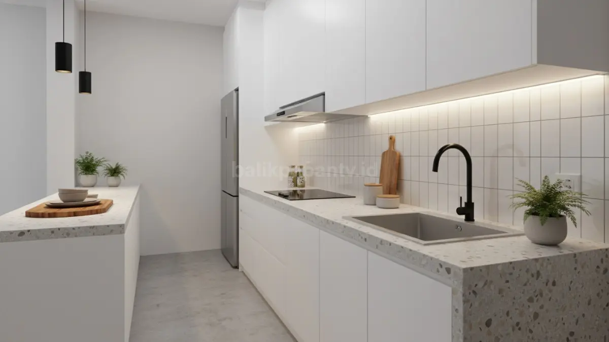 Dapur linear satu sisi untuk ruang sempit rumah tipe kecil
