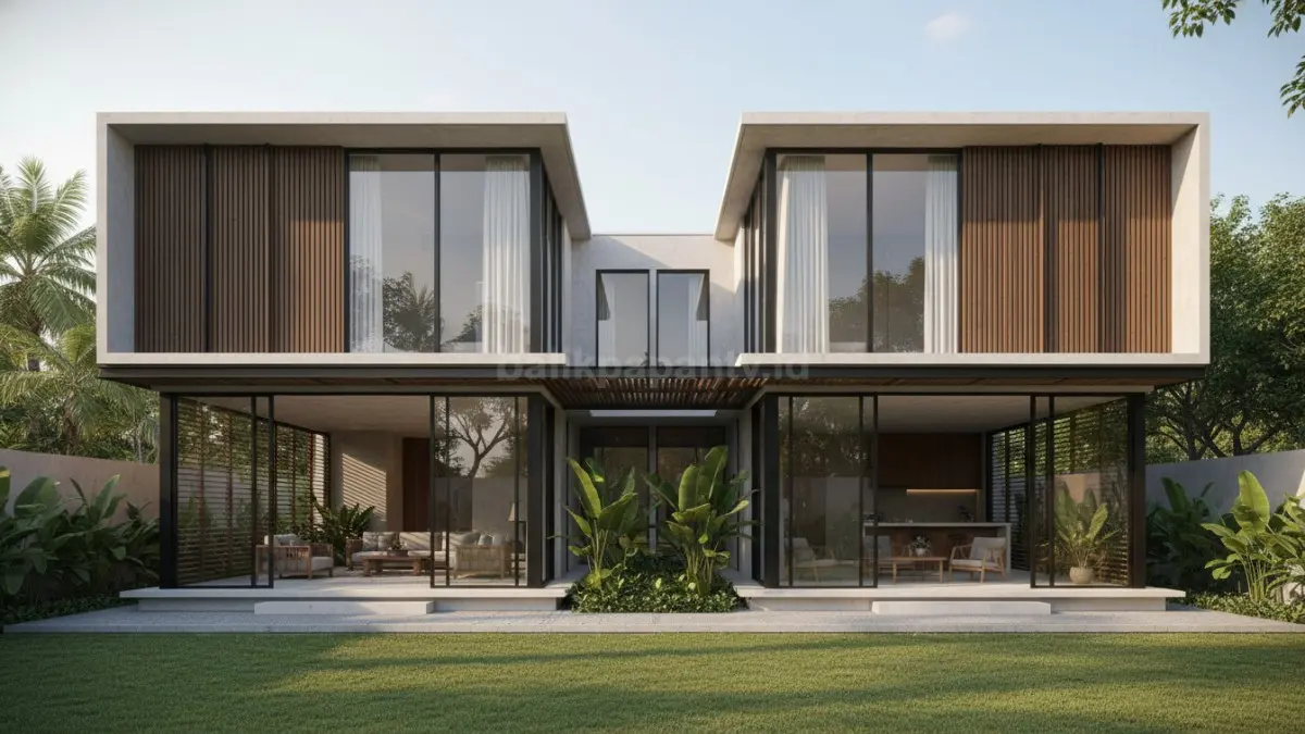 Ilustrasi menunjukkan rumah dengan bukaan jendela di dua sisi berlawanan yang memungkinkan udara masuk dan keluar secara alami melalui ventilasi silang.