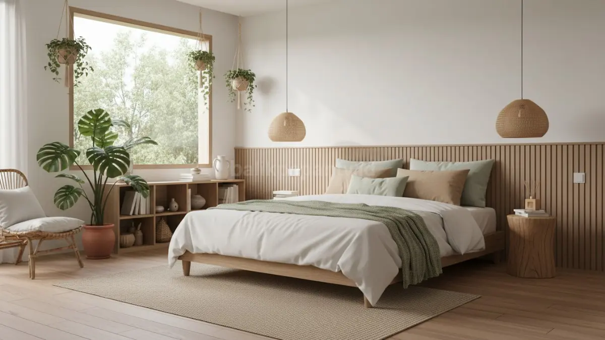 Kamar Nuansa Natural dengan Material Alami