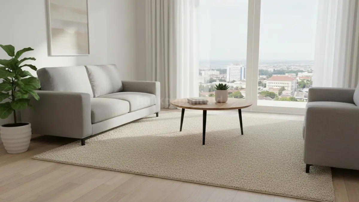 Karpet polos dengan tekstur lembut