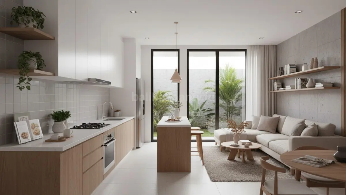 Konsep dapur linear menyatu ruang keluarga