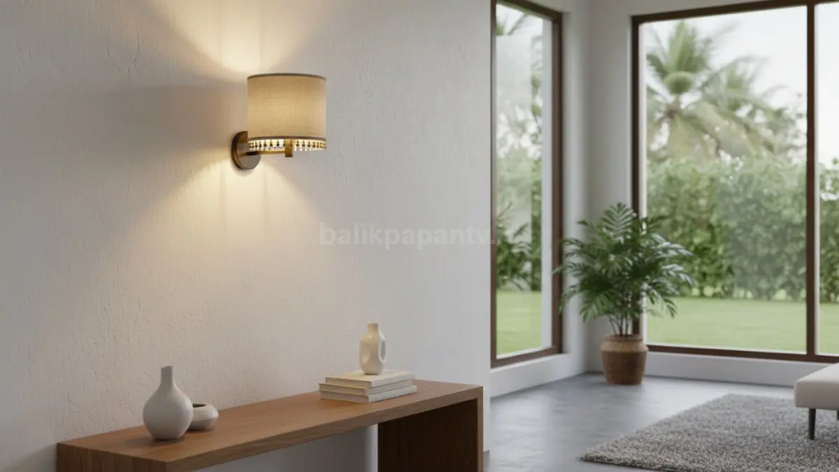 Lampu klasik dengan kap kain