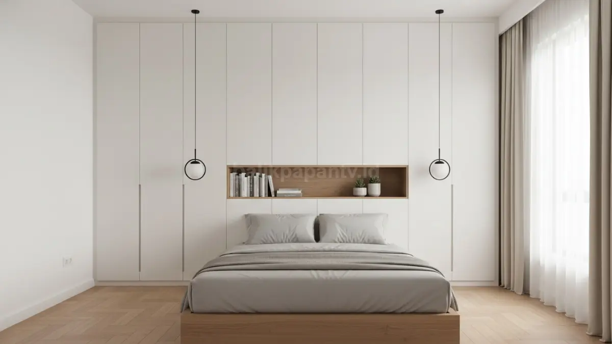 Lemari built-in menyatu dinding