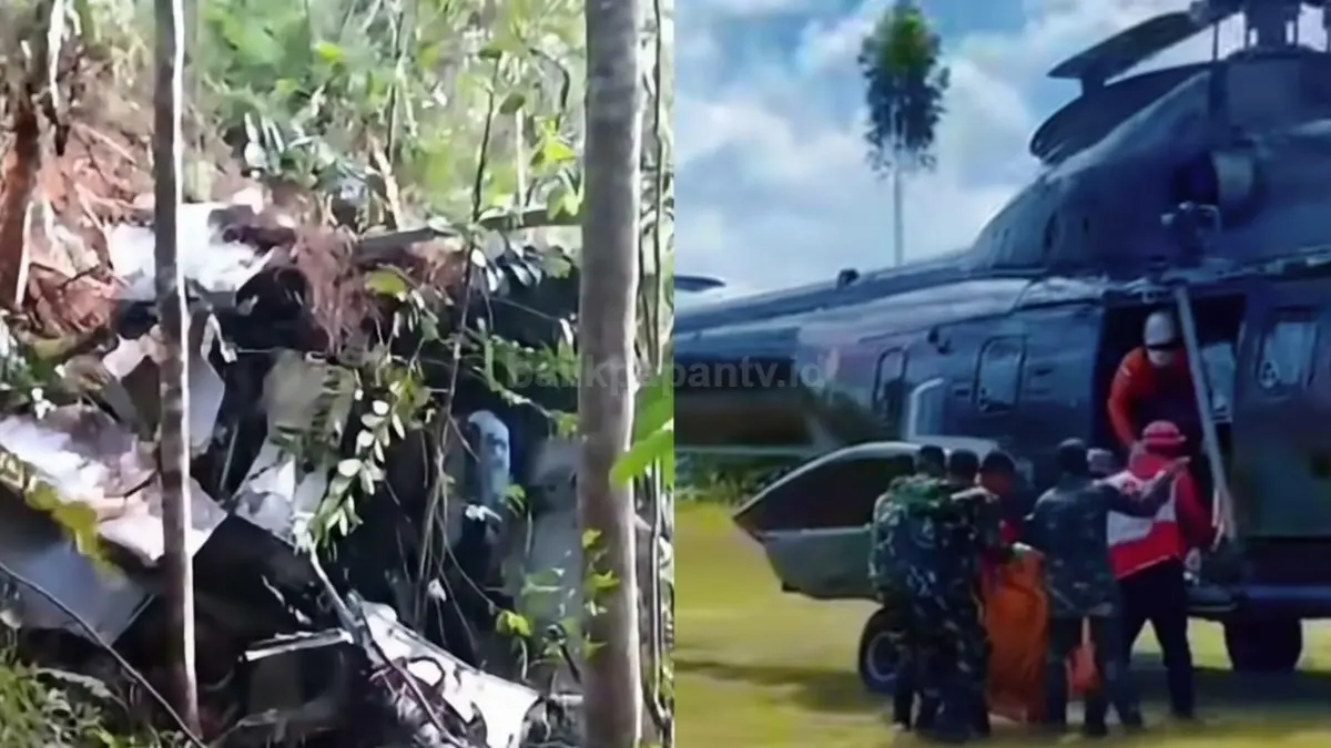 Lokasi jatuhnya helikopter PK-CFX di hutan Sekadau dengan tim SAR di lapangan  (Instagram/andreli_48 - pmiprovkalbar)