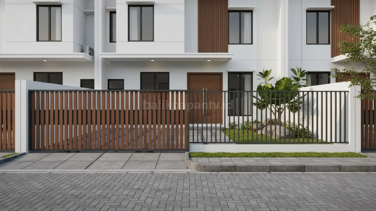 Pagar minimalis modern tampilan depan rumah dengan desain bersih dan elegan