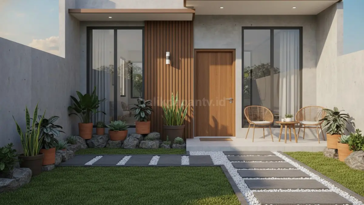  Taman depan rumah konsep simpel 