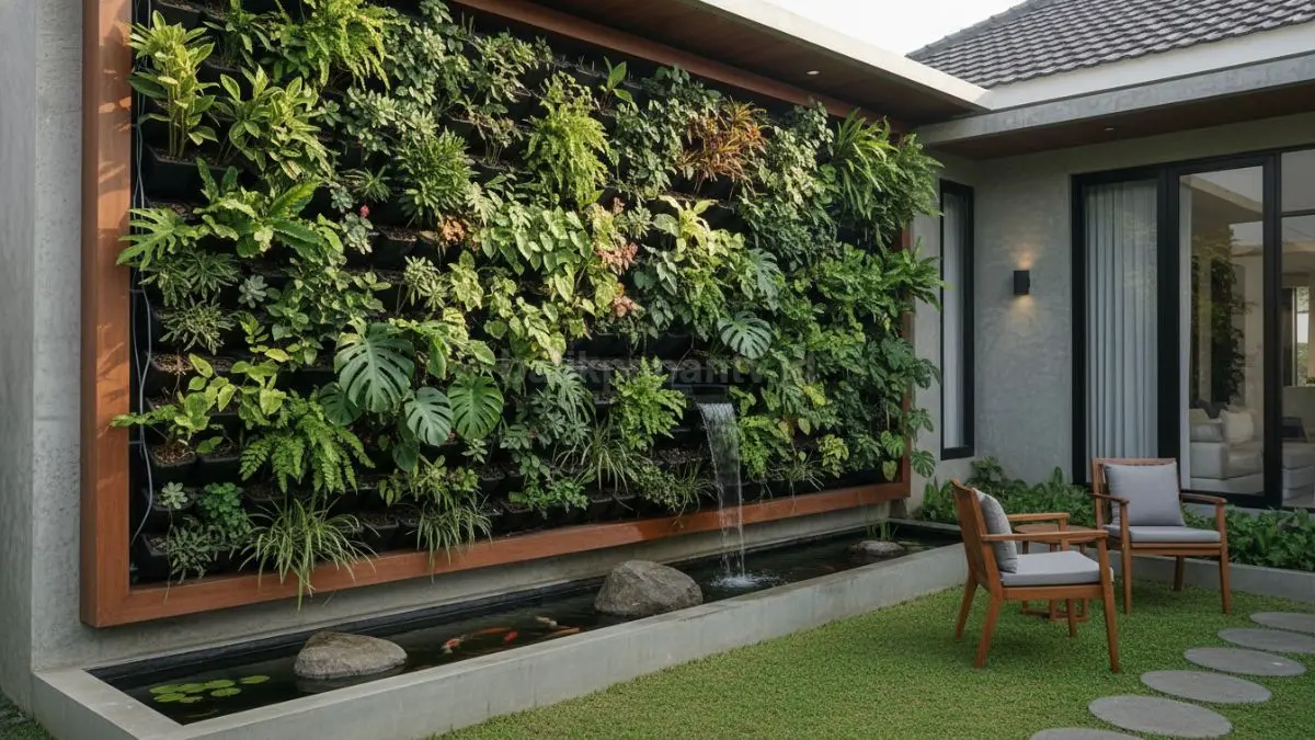 Taman vertikal di dinding rumah