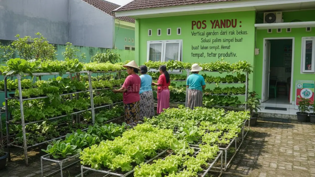 Vertical garden dari rak bekas