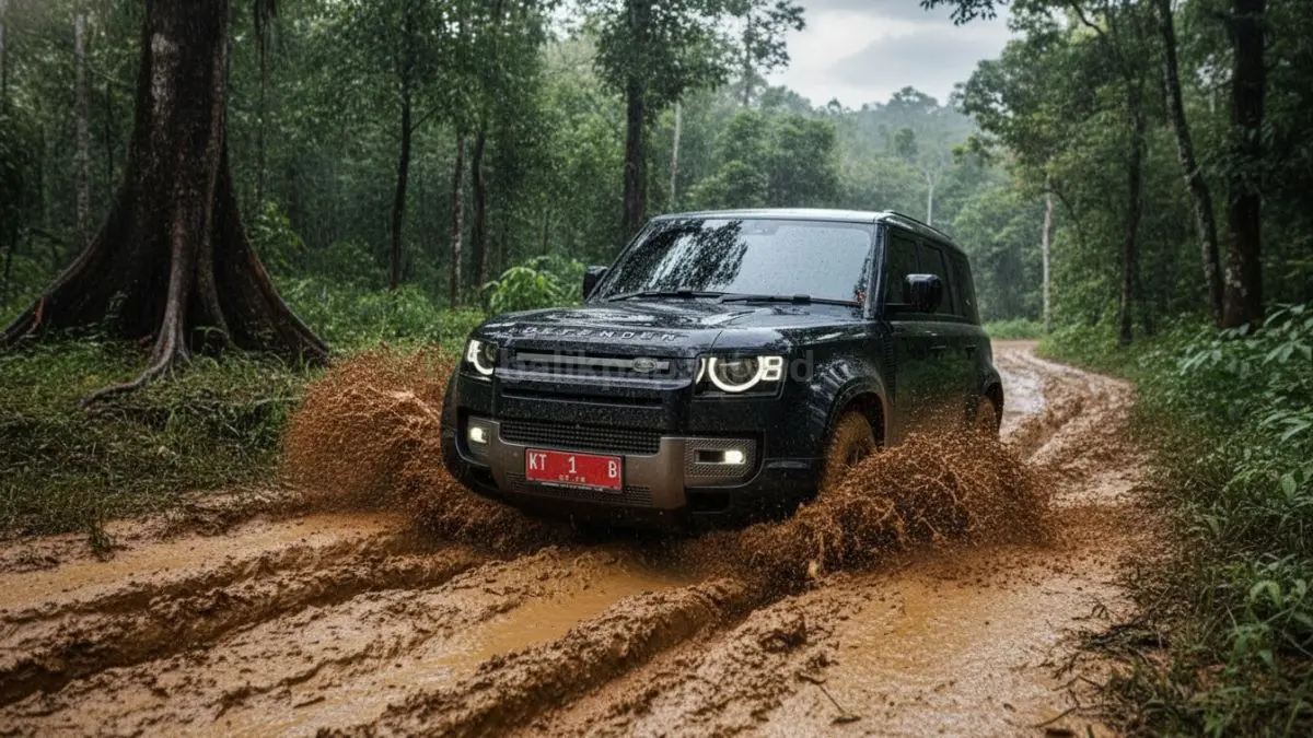 Ilustrasi Land Rover Defender dinas Pemkot Samarinda sedang dimedan jalan yang berat meghadapi temuan awal Inspektorat