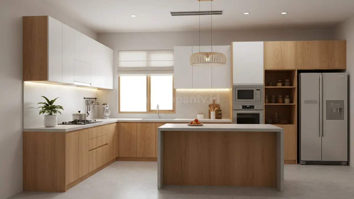 Kitchen set minimalis modern dengan desain bersih dan pencahayaan optimal