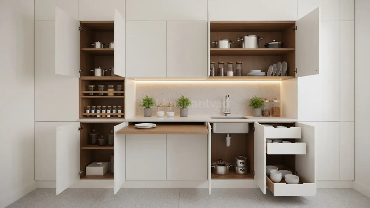 Lemari dapur minimalis modern dengan desain bersih dan rapi
