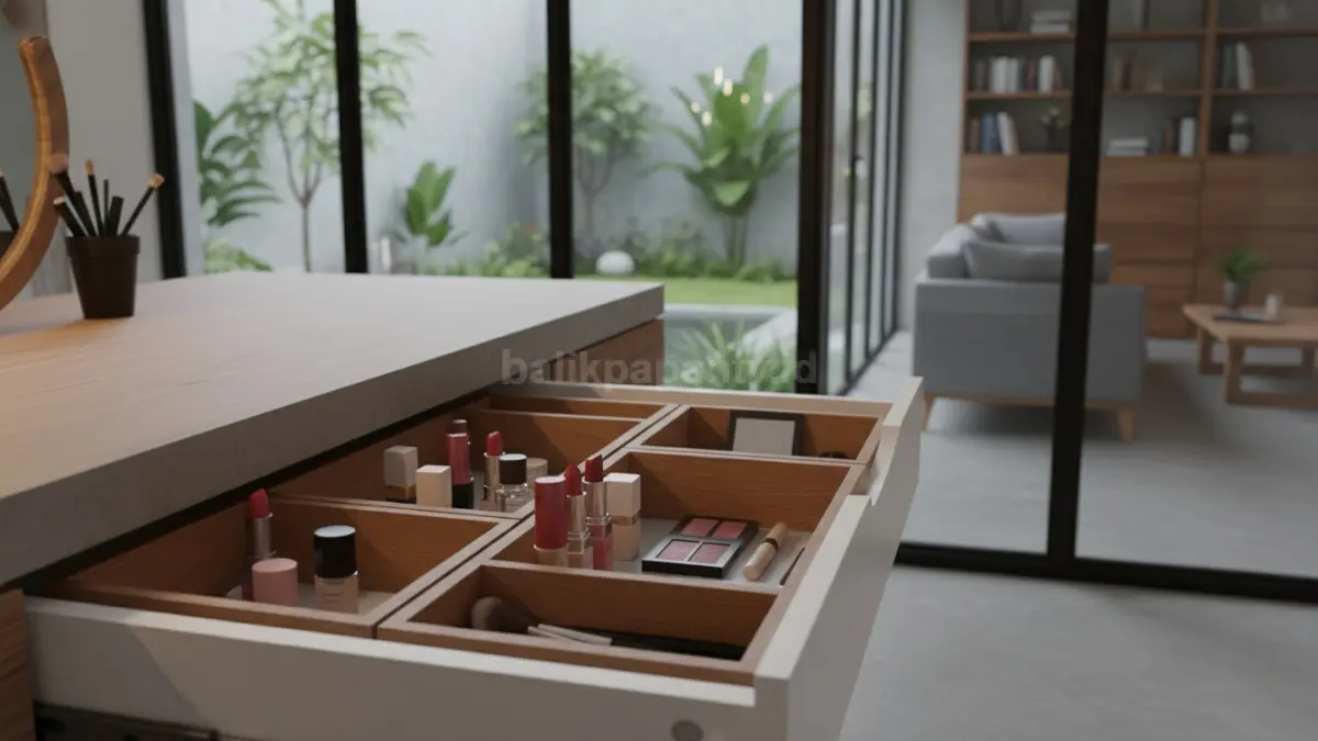 Organizer laci modular untuk lipstik dan alat makeup kecil

