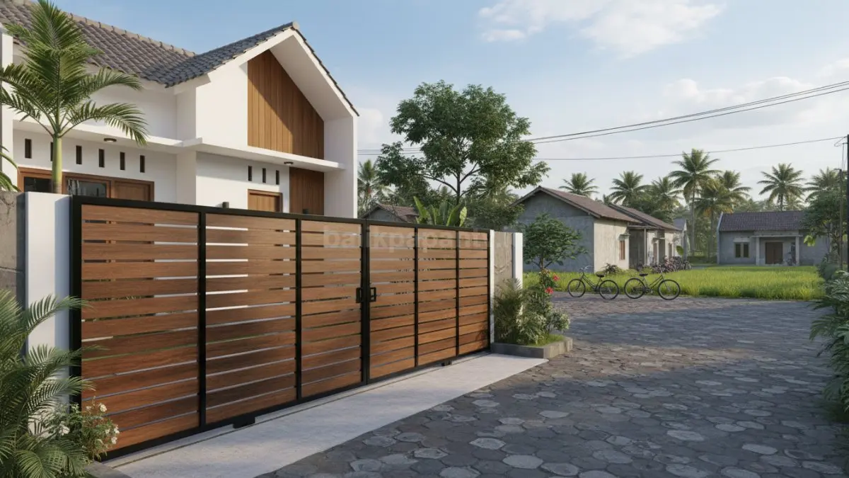  Pagar kayu horizontal modern 