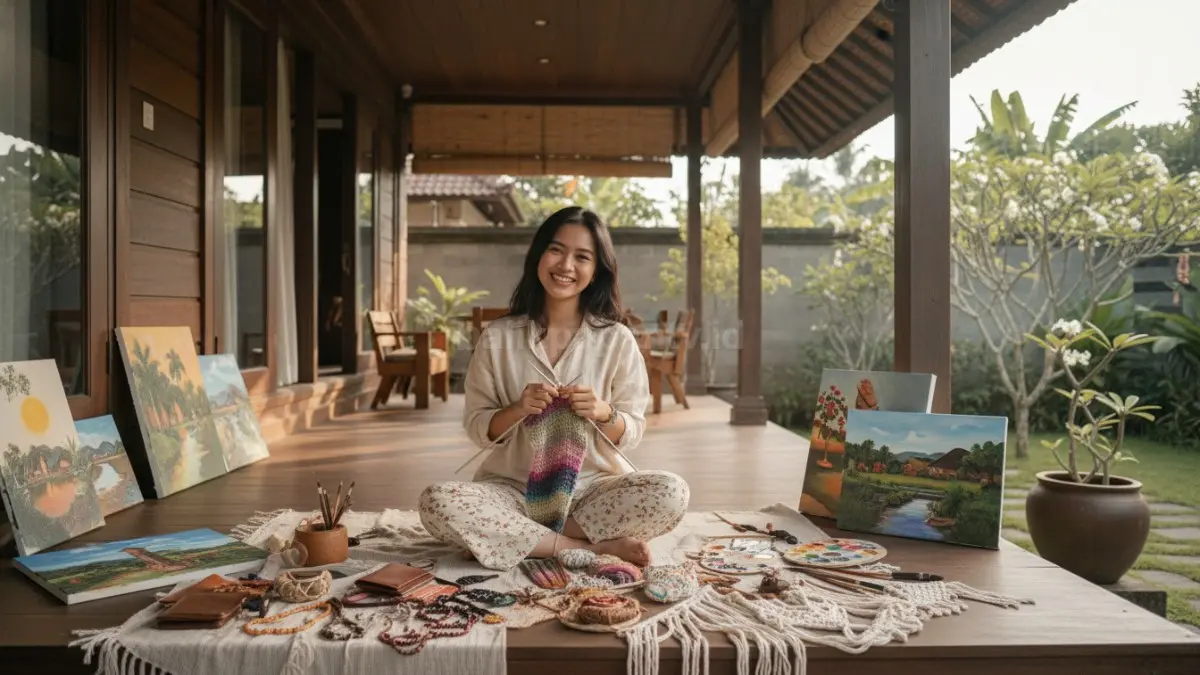 Rajut, lukis, atau produk handmade punya nilai unik karena dibuat manual. Setiap hasil karya terasa personal dan menarik perhatian pasar.