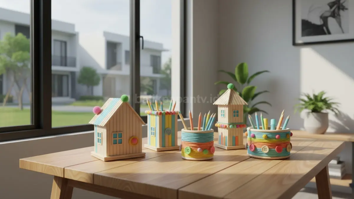 berbagai model tempat pensil kreatif dari stik es krim
