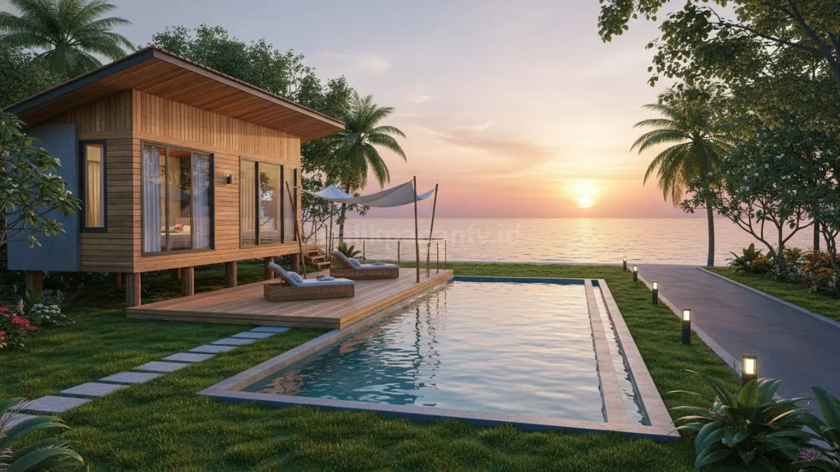 Desain rumah panggung modern di area pesisir dengan sirkulasi udara maksimal