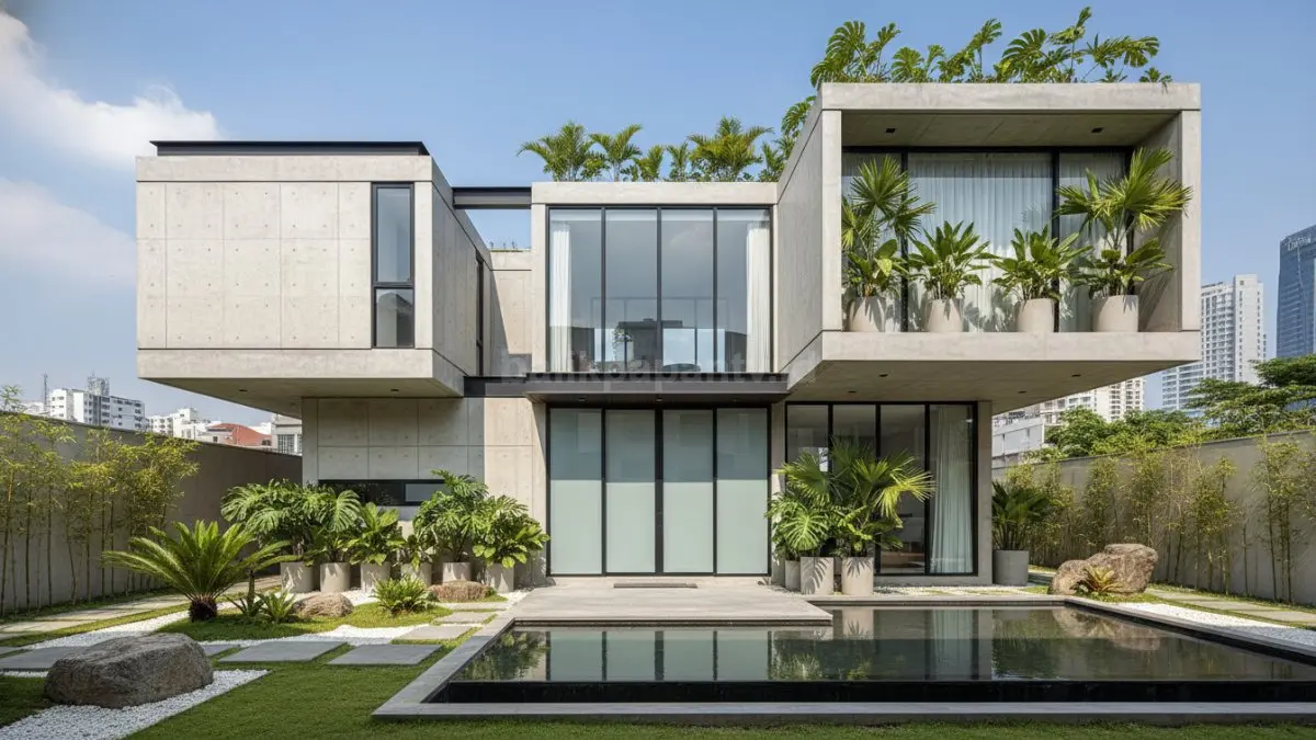 Desain rumah unik modern dengan konsep modular dan tampilan minimalis
