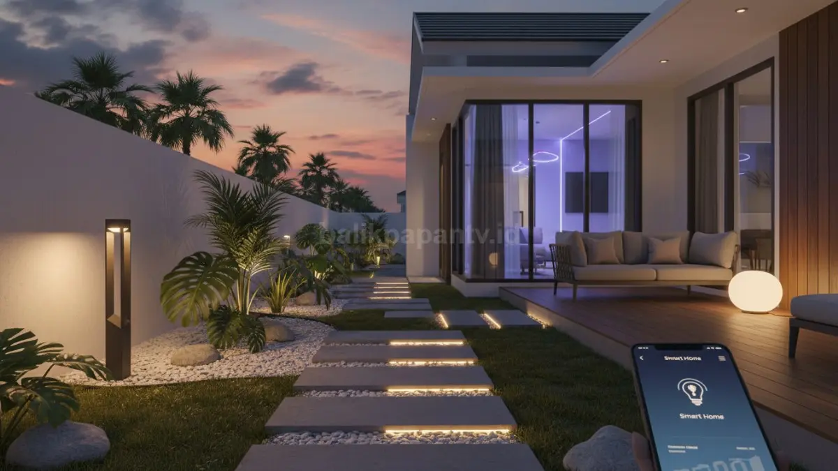 ilustrasi lampu taman otomatis dengan sensor cahaya