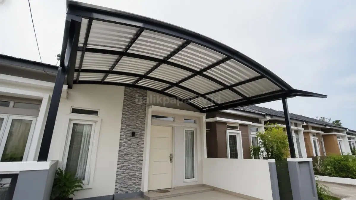 Kanopi melengkung asimetris modern.