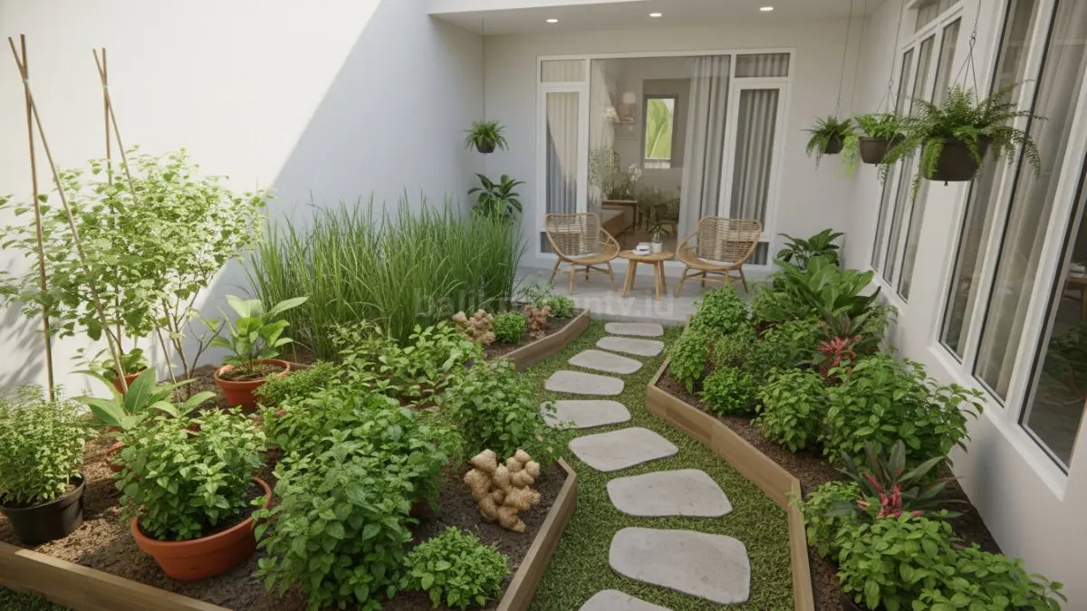 Kebun campuran dengan tanaman herbal