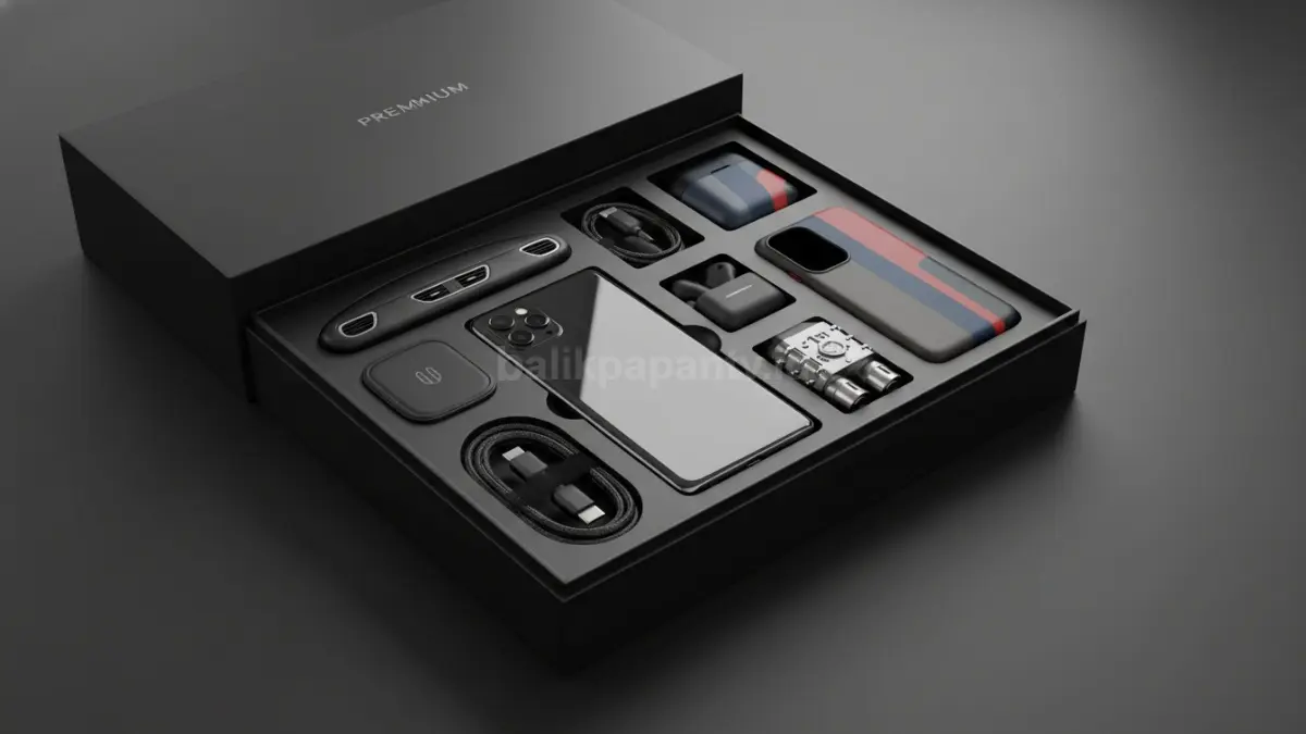 Kotak unboxing premium dengan aksesori tematik bergaya mobil sport