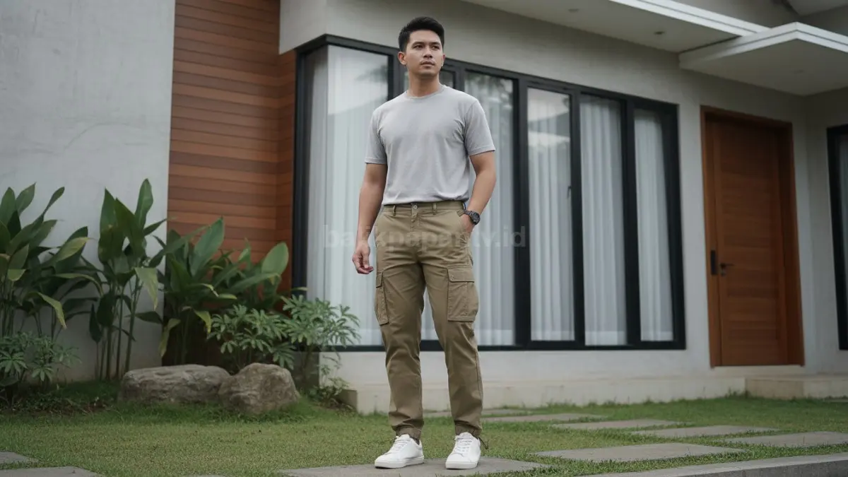 Model celana cargo modern dengan desain praktis dan gaya kasual yang nyaman digunakan
