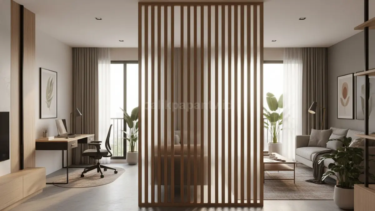 Panel dekoratif pemisah ruang minimalis modern yang bikin rumah terasa lega dan estetik