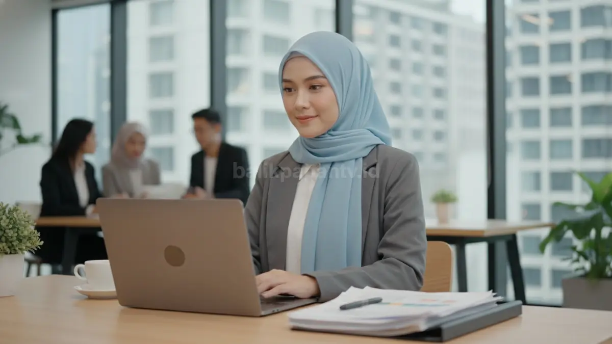 penggunaan jilbab viscose di aktivitas kerja terlihat sederhana dan rapi