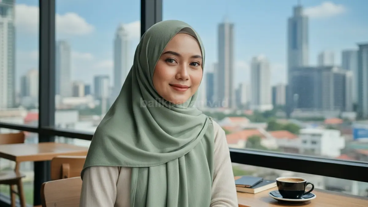 penggunaan jilbab viscose di aktivitas kerja terlihat sederhana dan rapi
