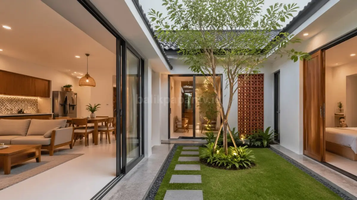 Rumah tipe 45 dengan inner courtyard kecil.