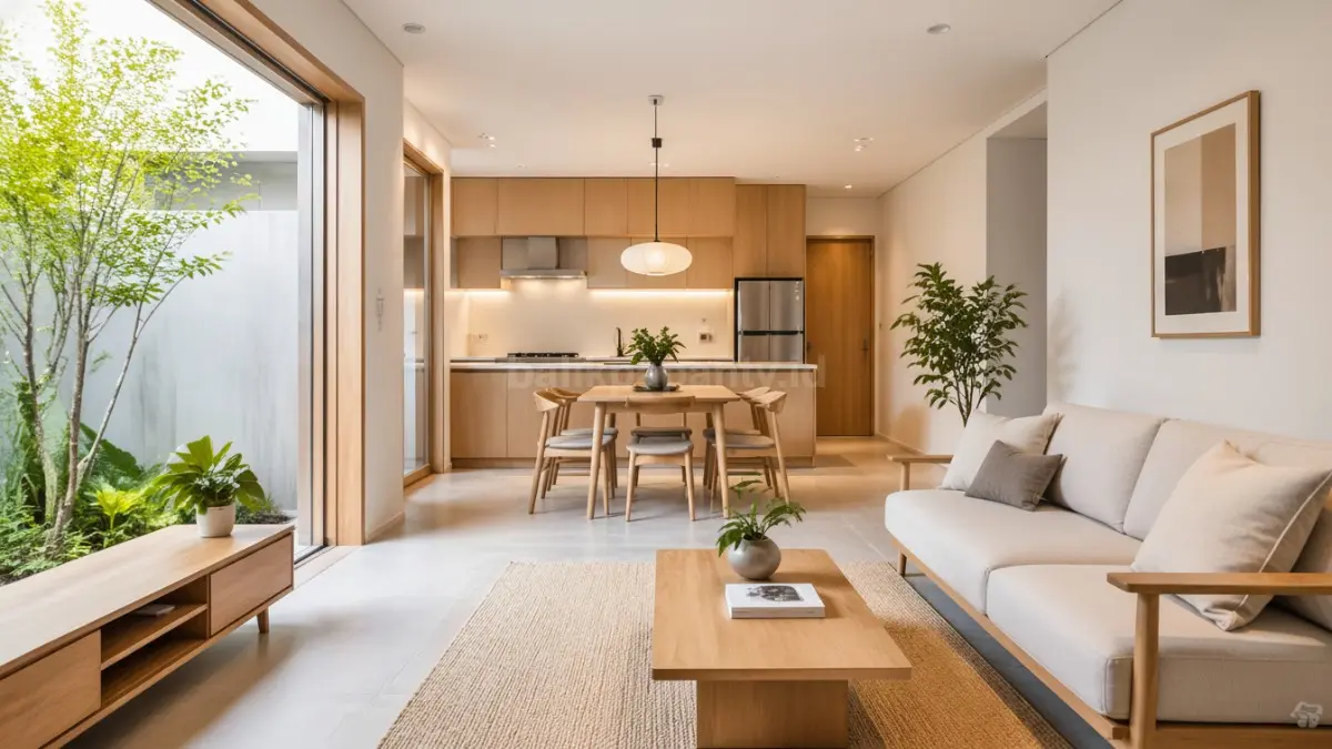 Rumah tipe 45 desain japandi modern.