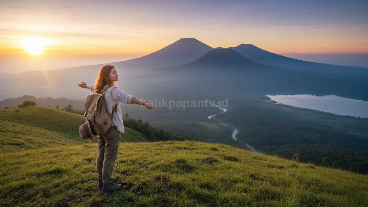 Seseorang menikmati perjalanan dengan pemandangan alam terbuka yang menenangkan