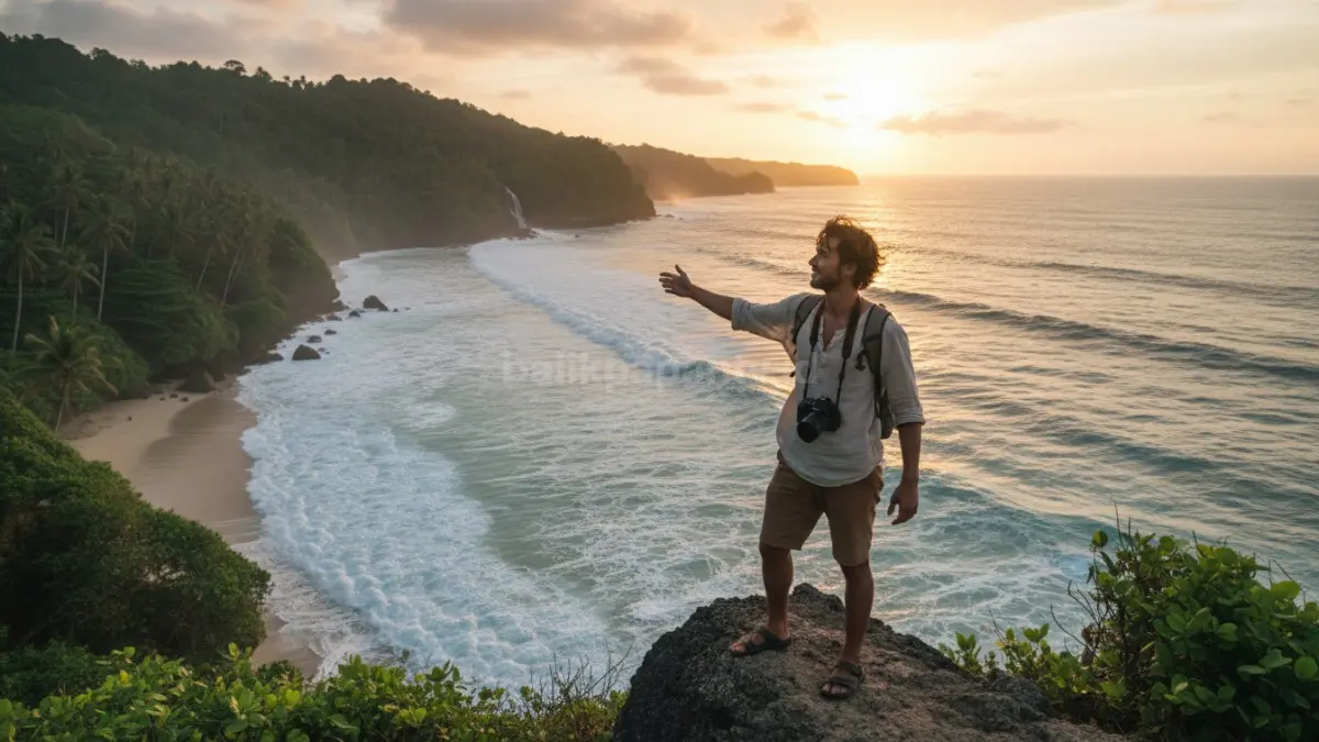 Seseorang menikmati perjalanan ke alam terbuka seperti pantai atau hutan, menggambarkan efek relaksasi alami dari aktivitas outdoor yang membantu meredakan tekanan pikiran
