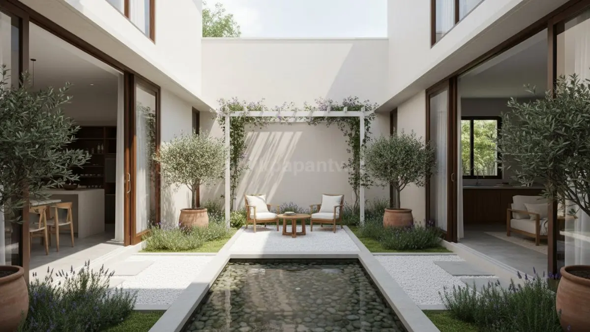 Taman Mediterania berkonsep courtyard