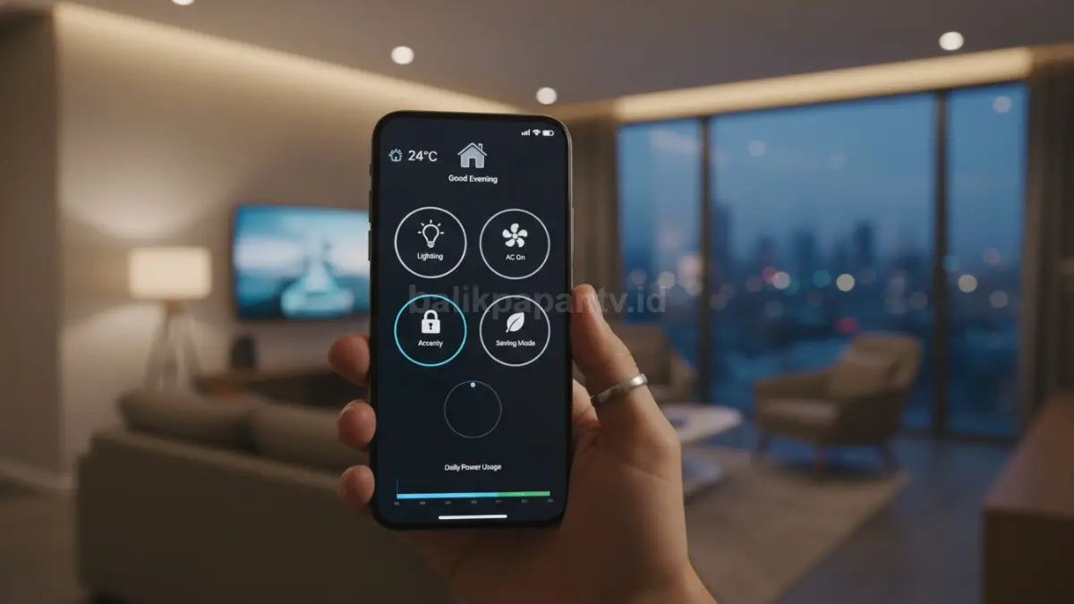 Tampilan dashboard smart home di smartphone