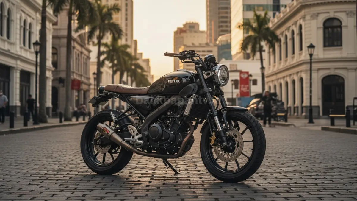 Yamaha XSR 155 2026 warna hitam dengan tampilan retro modern yang elegan