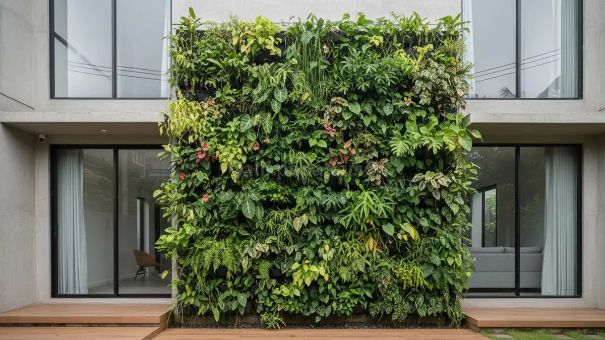  Vertical garden di dinding rumah.
