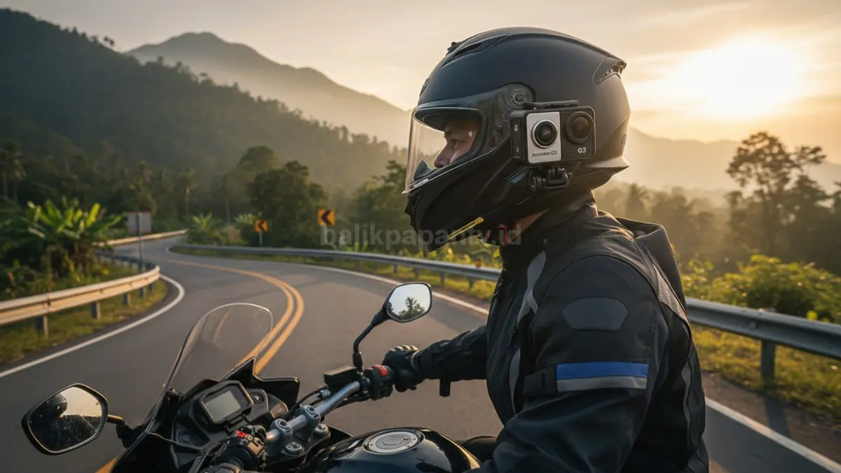 Acroder Q3 dual kamera dengan desain compact siap dipakai motovlog