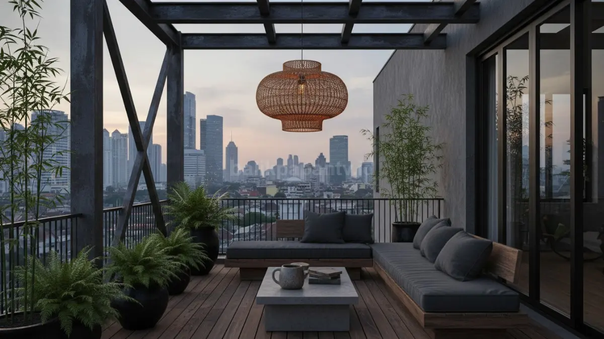  Balkon Industrial Santai 