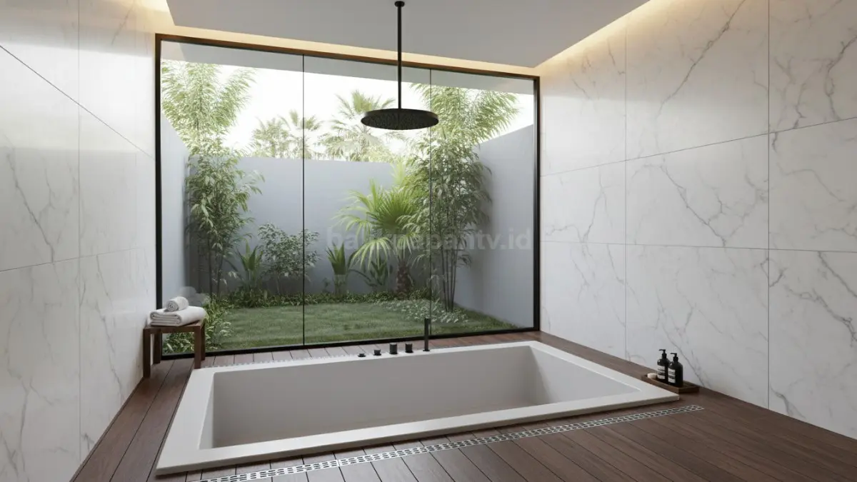  Bathtub built-in menyatu lantai (sunken tub)