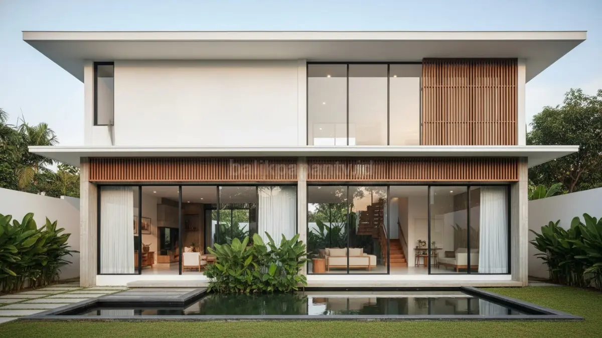 Contoh rumah minimalis dengan ventilasi silang dan bukaan lebar

