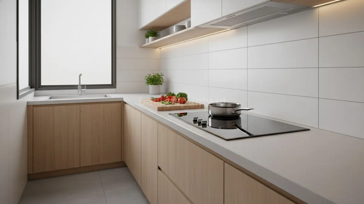 Desain linear satu garis kerja dapur