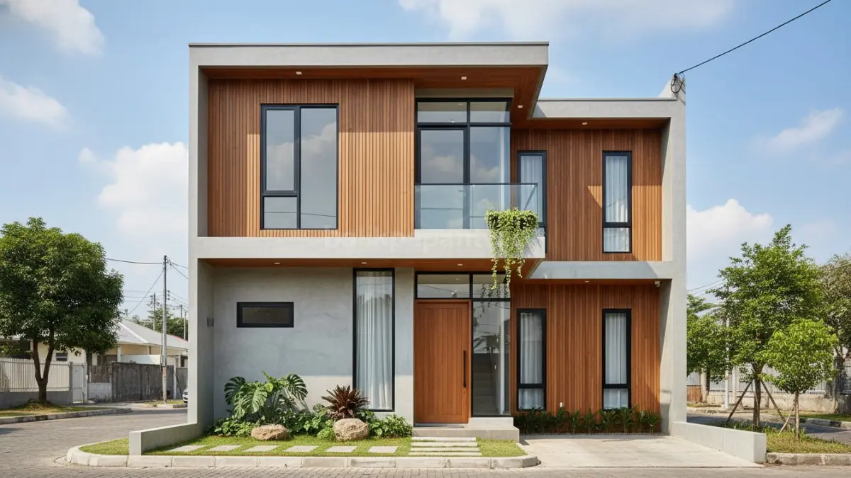 Desain rumah modern minimalis 6x5 meter tampak depan simpel dan estetik, cocok untuk lahan terbatas
