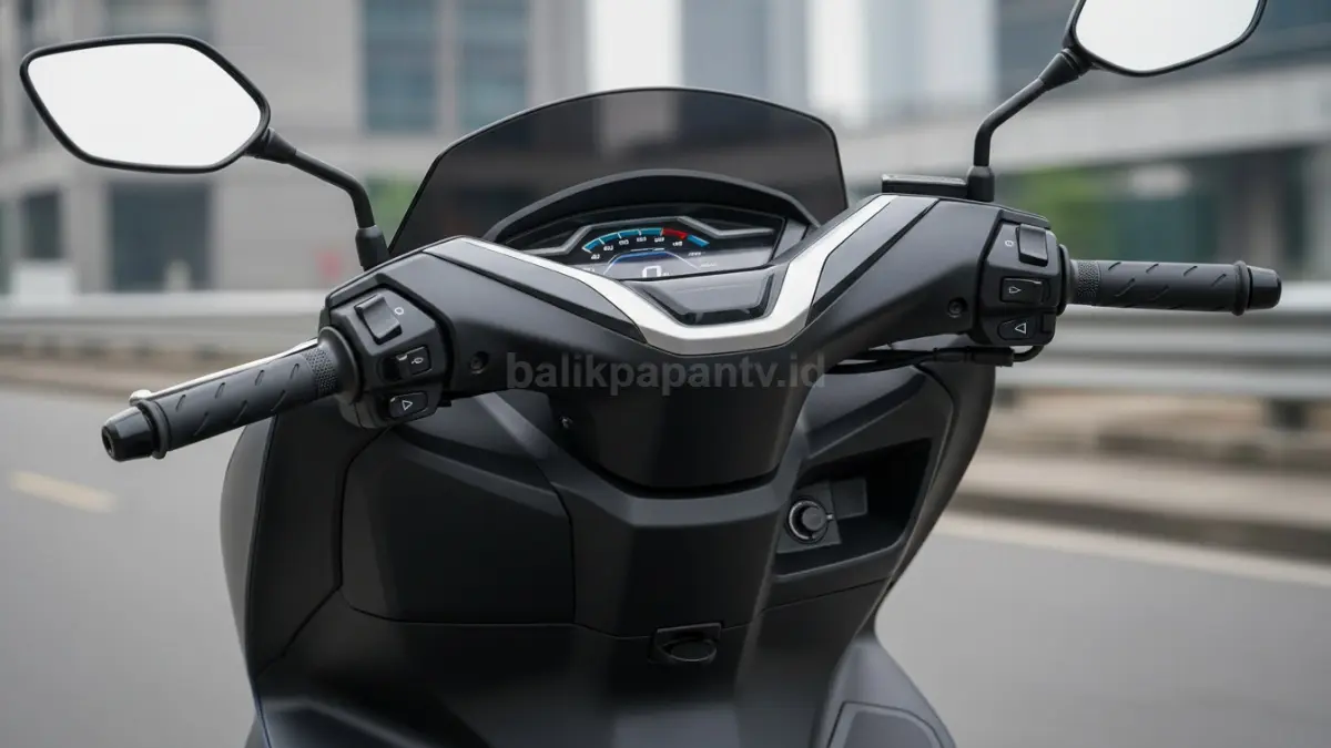 Detail desain stang tertutup Honda PCX 160 yang terlihat sporty
