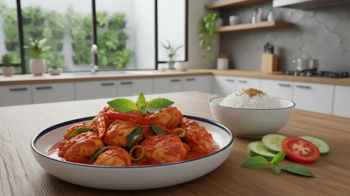 Hidangan ayam rica-rica dengan warna merah menggoda, cocok jadi inspirasi masakan khas Sulawesi di rumah
