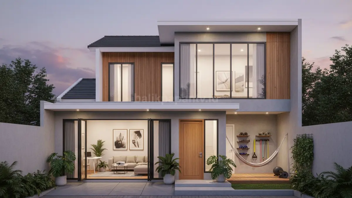 Ilustrasi ruang rumah minimalis fleksibel yang multifungsi