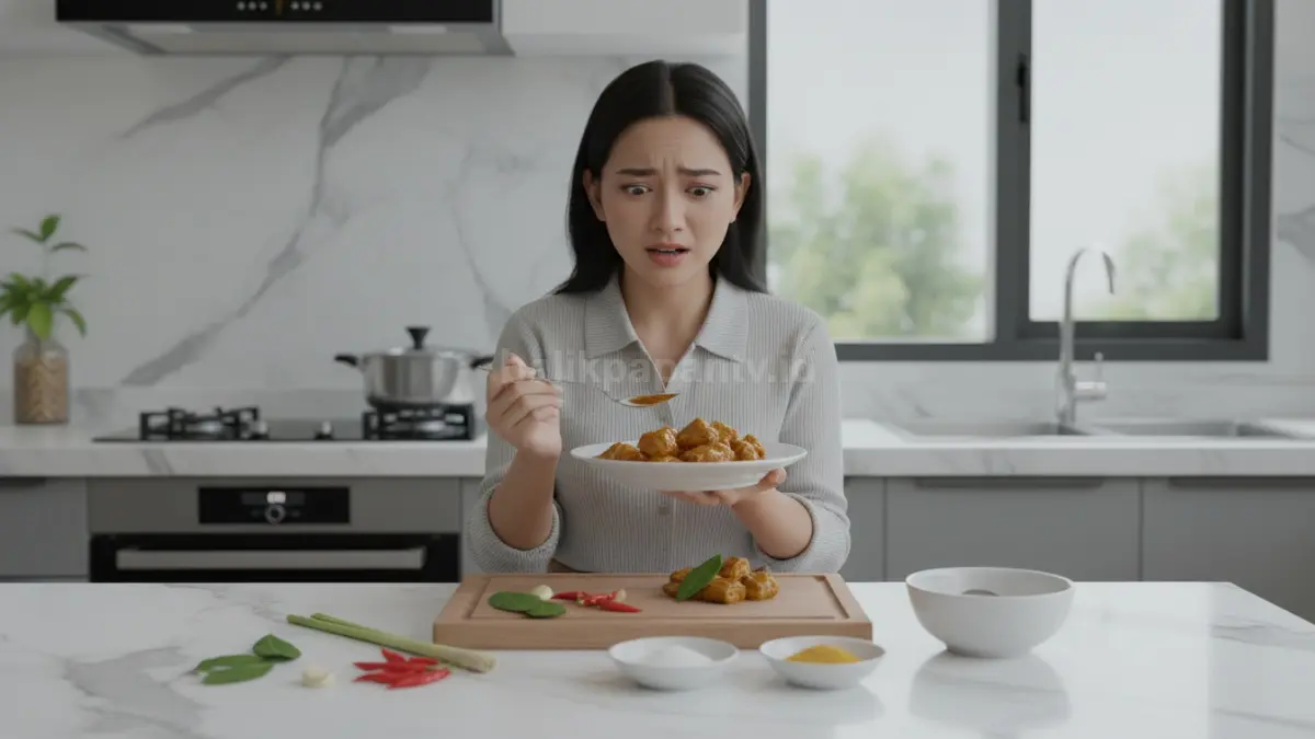 Kesalahan memasak seperti bumbu kurang terlihat pada hasil masakan
