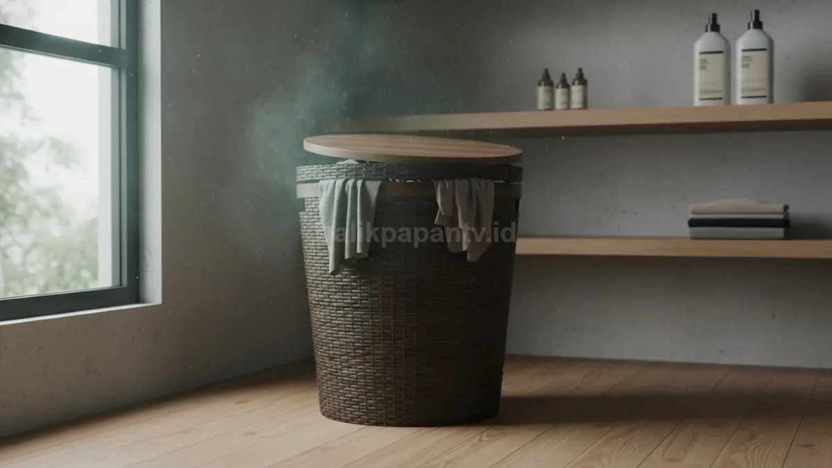 Kesalahan umum keranjang pakaian kotor tanpa ventilasi yang menyebabkan bau
