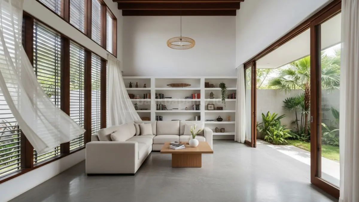 Minimalis terbuka dengan ventilasi silang
